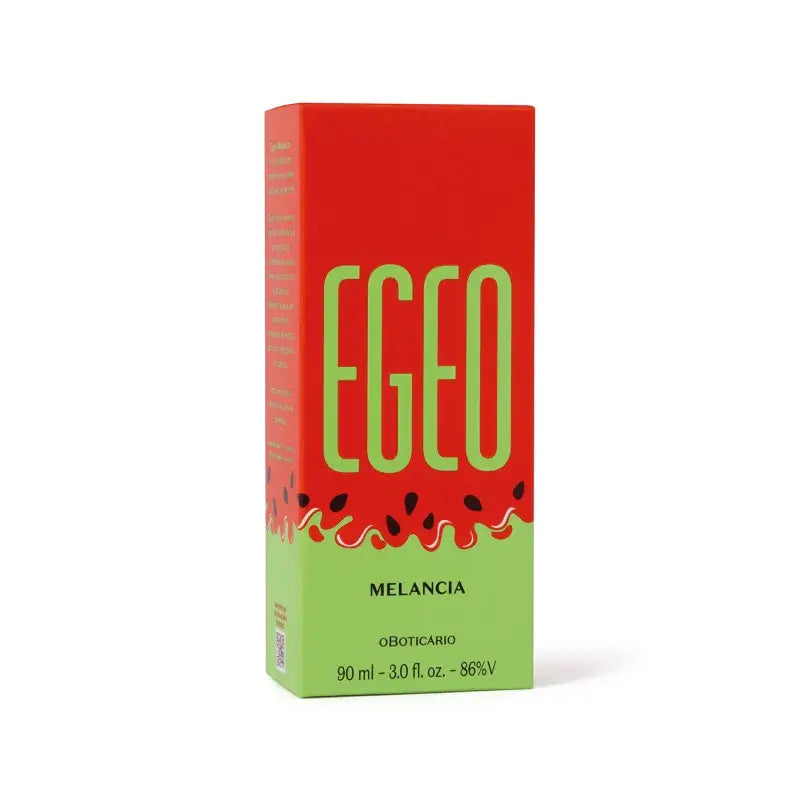 Verpakking van Egeo Melancia Eau de Toilette 90ml flacon met watermeloenprint.