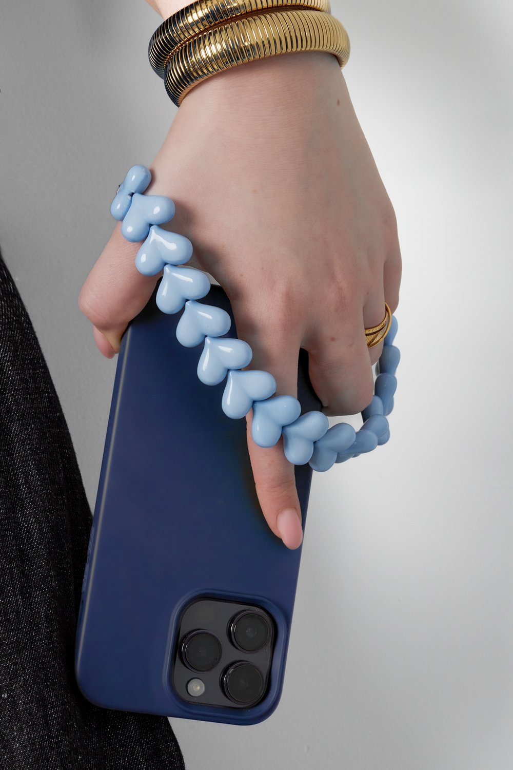 Telefoonkoord met Hartjes Lichtblauw