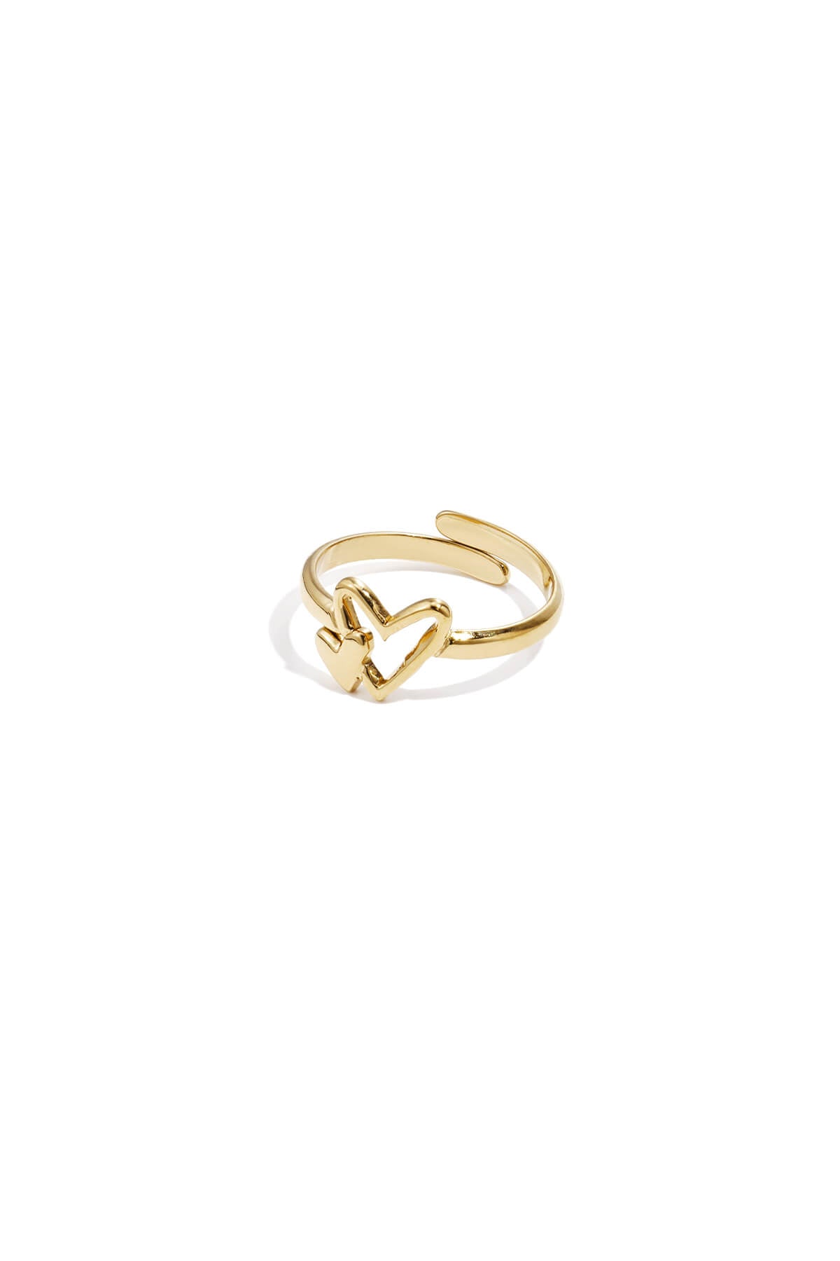 Verstelbare minimalistische ring met hartjes in de kleur goud
