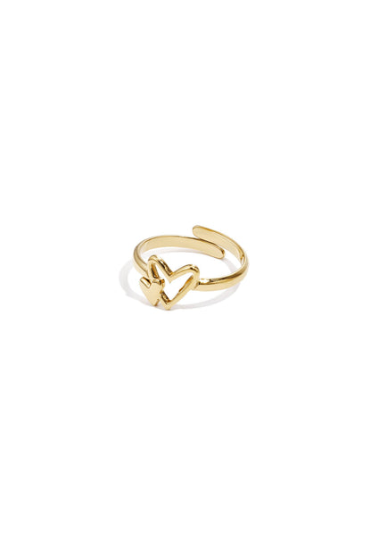 Verstelbare minimalistische ring met hartjes in de kleur goud