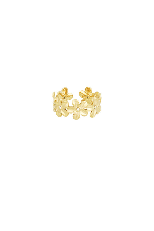 Stainless steel met bloemen in de kleur goud