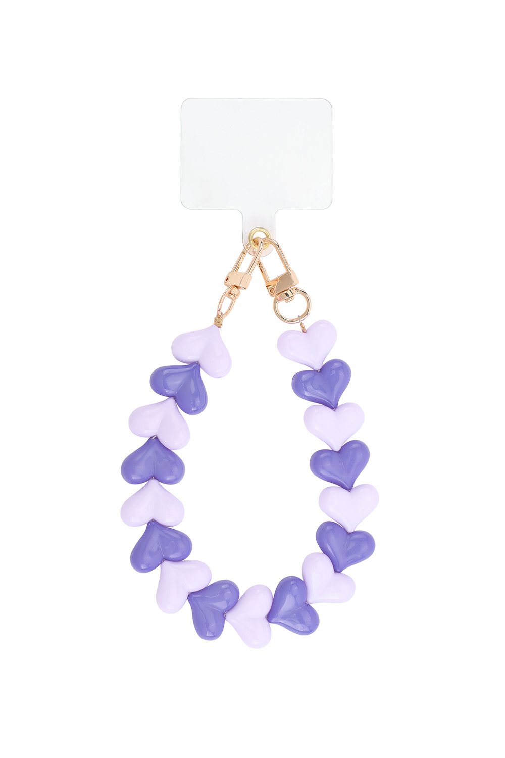 Telefoonkoord met hartjes kralen in de kleur lila en paars 