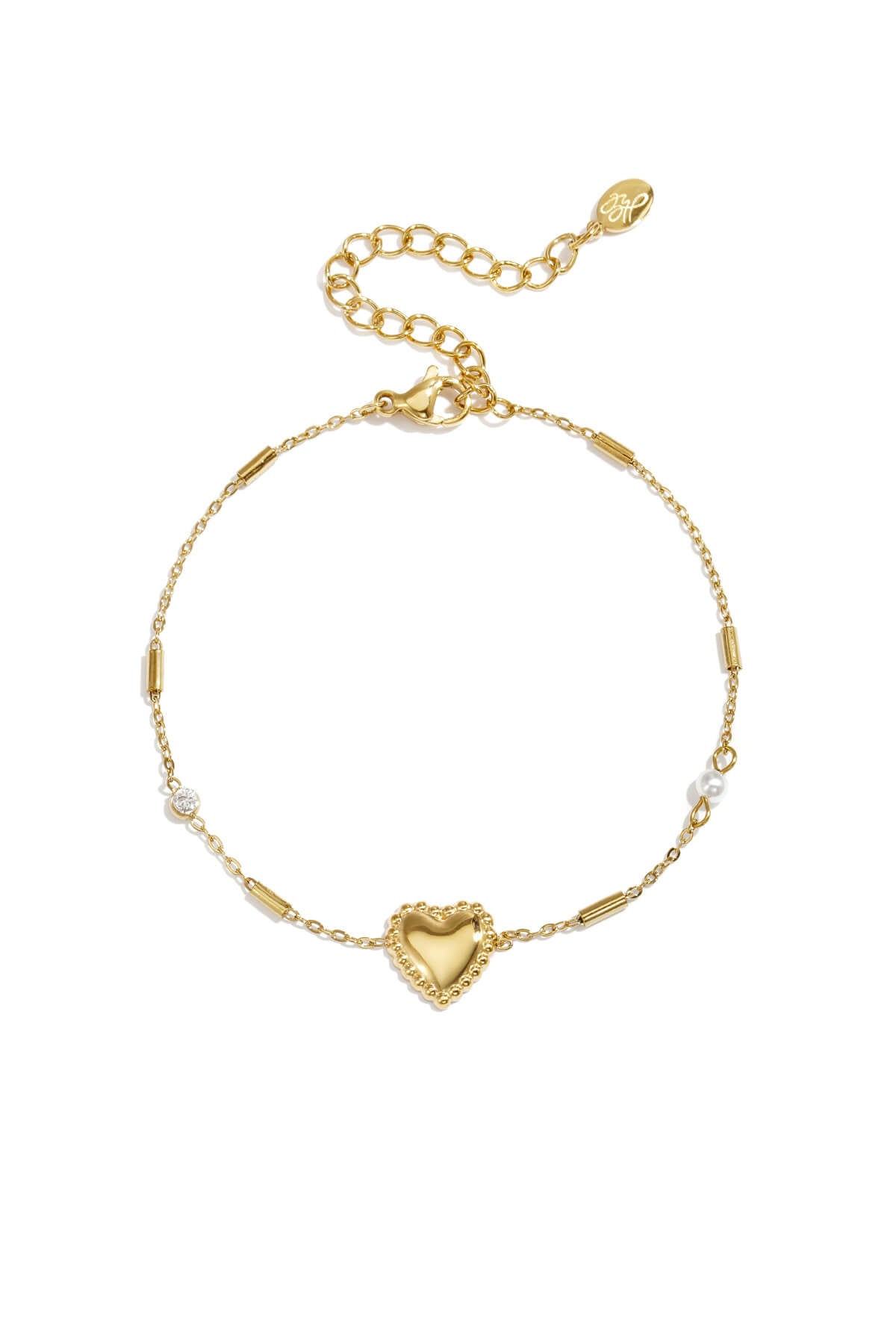 Minimalistische gouden stainless steel armband met statement hart