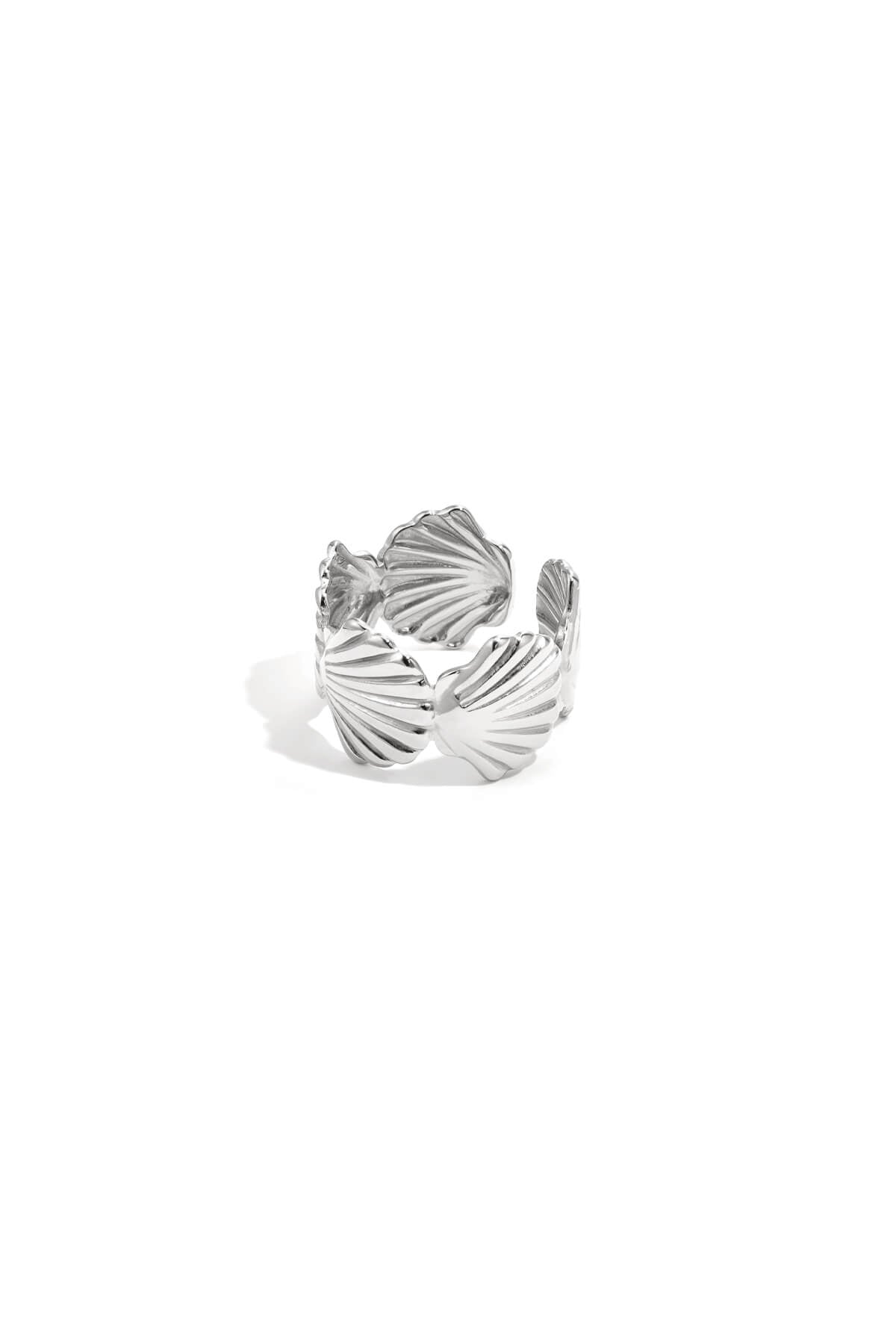 Verstelbare Statement Ring met Schelpen in de kleur zilver