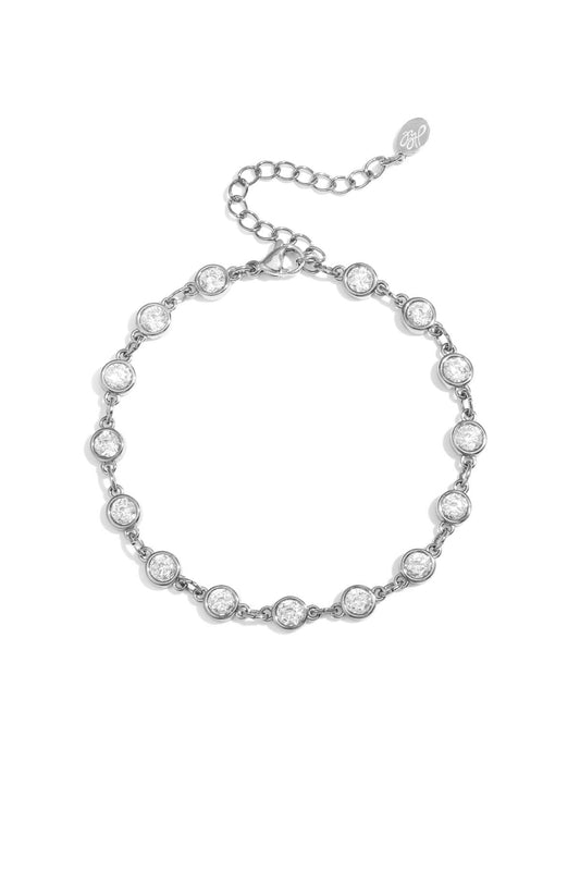 Zilveren armband met ronde zirkonia steentjes gemaakt van stainless steel