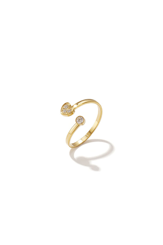 Minimalistische ring van stainless steel met hartje en steentje in de kleur goud