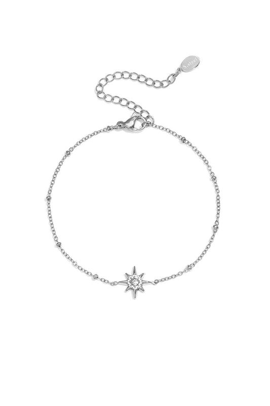 Minimalistische armband van stainless steel met vallende ster bedel in de kleur zilver