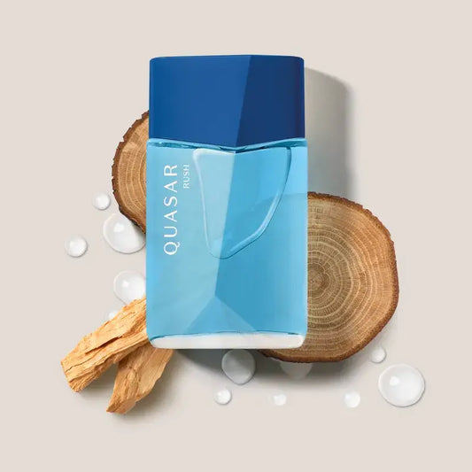 Close-up van de natuurlijke ingrediënten van Quasar Rush – krachtig en verfrissend parfum.