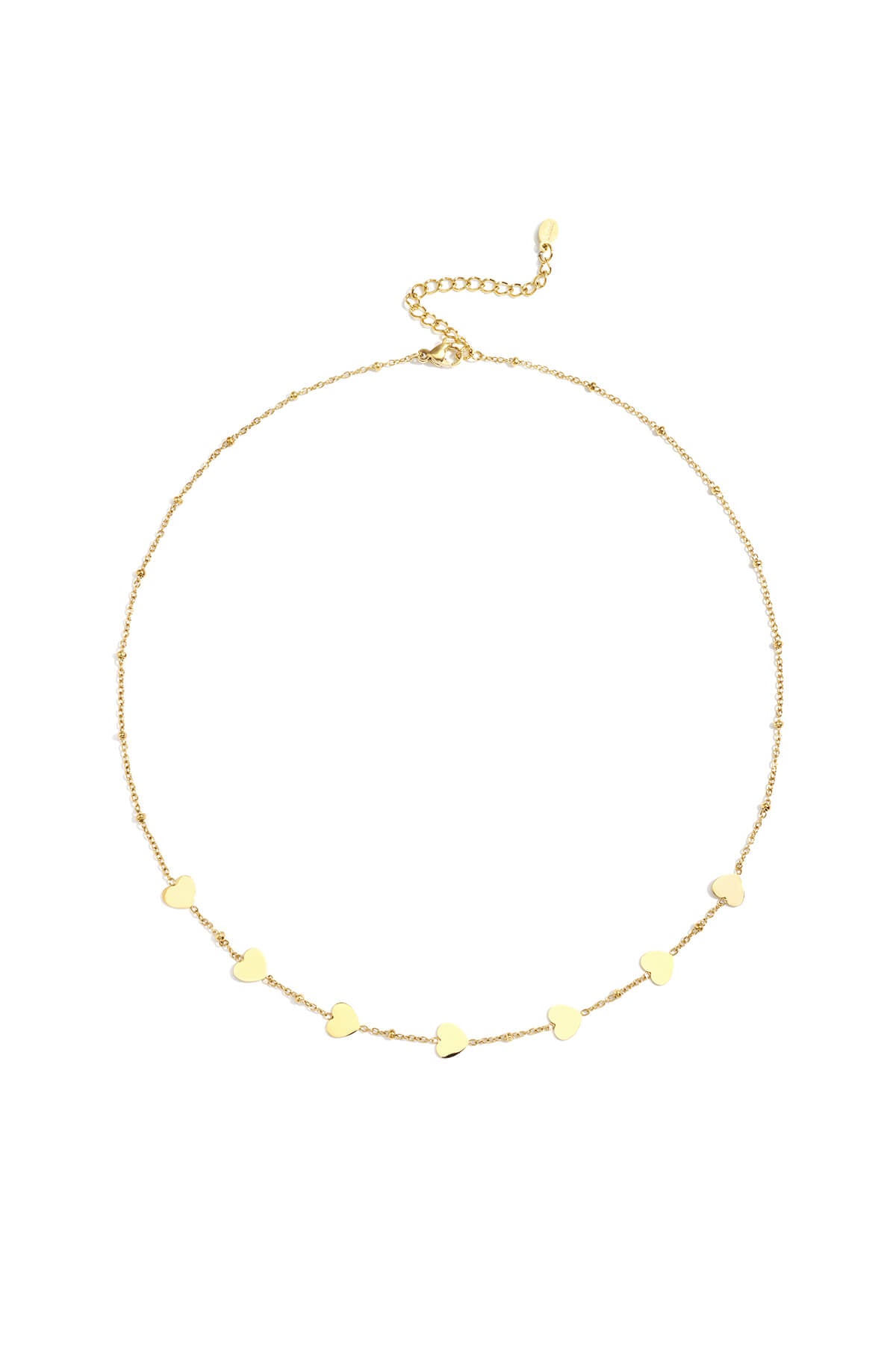 Gouden dames ketting van stainless steel met hartjes