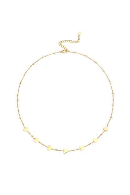 Gouden dames ketting van stainless steel met hartjes