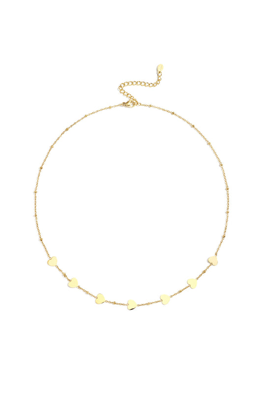 Gouden dames ketting van stainless steel met hartjes