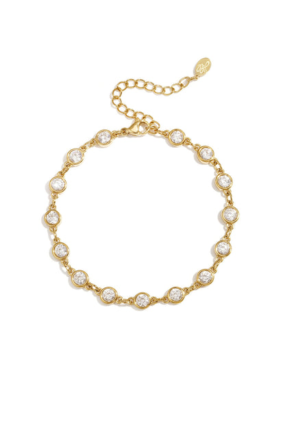 Stainless Steel armband met ronde zirkonia steentjes in de kleur goud