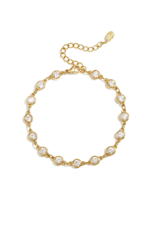 Stainless Steel armband met ronde zirkonia steentjes in de kleur goud