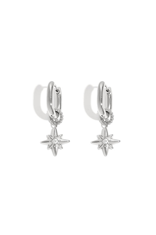 Stainless steel oorbellen met vallende ster in de kleur zilver