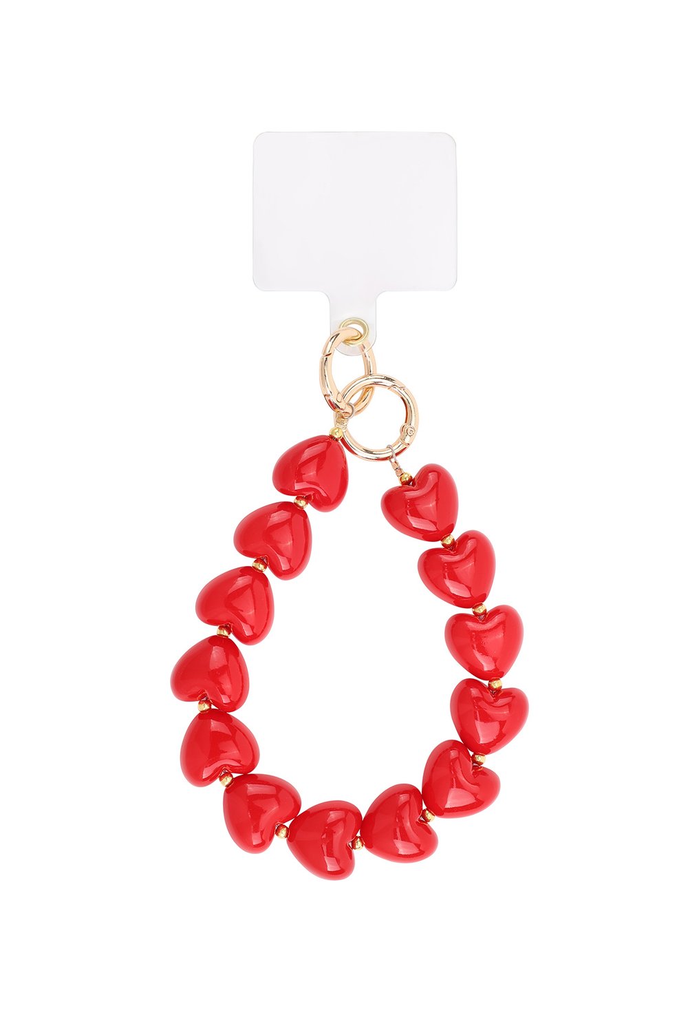 Elegante Telefoonkoord met rode hartjes en gouden kralen