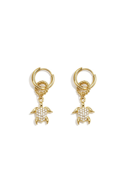 Oorbellen Schildpad Hanger Goud