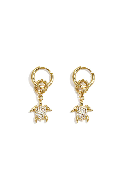 Oorbellen Schildpad Hanger Goud