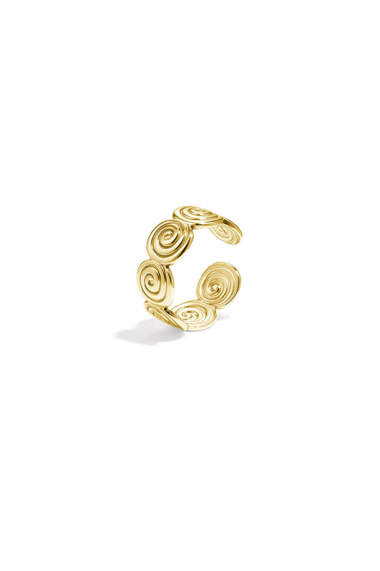 Verstelbare twisted ring gemaakt van stainless steel in de kleur goud