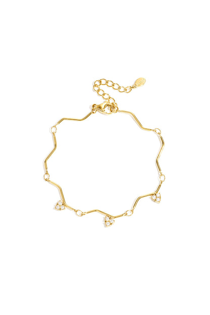 Zigzag armband met steentjes van Stainless steel in de kleur goud
