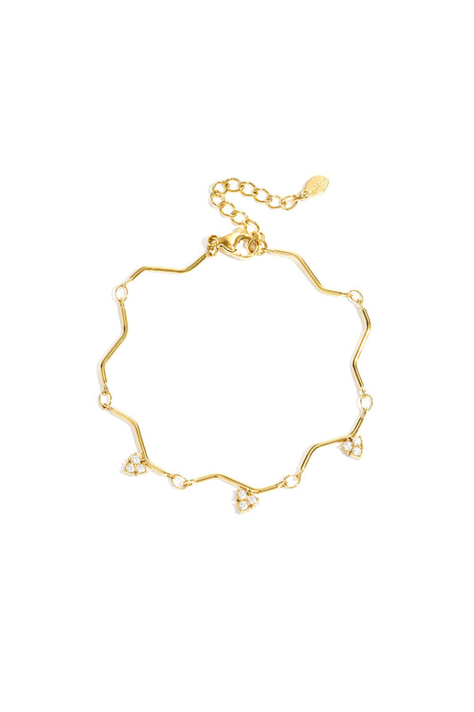Zigzag armband met steentjes van Stainless steel in de kleur goud