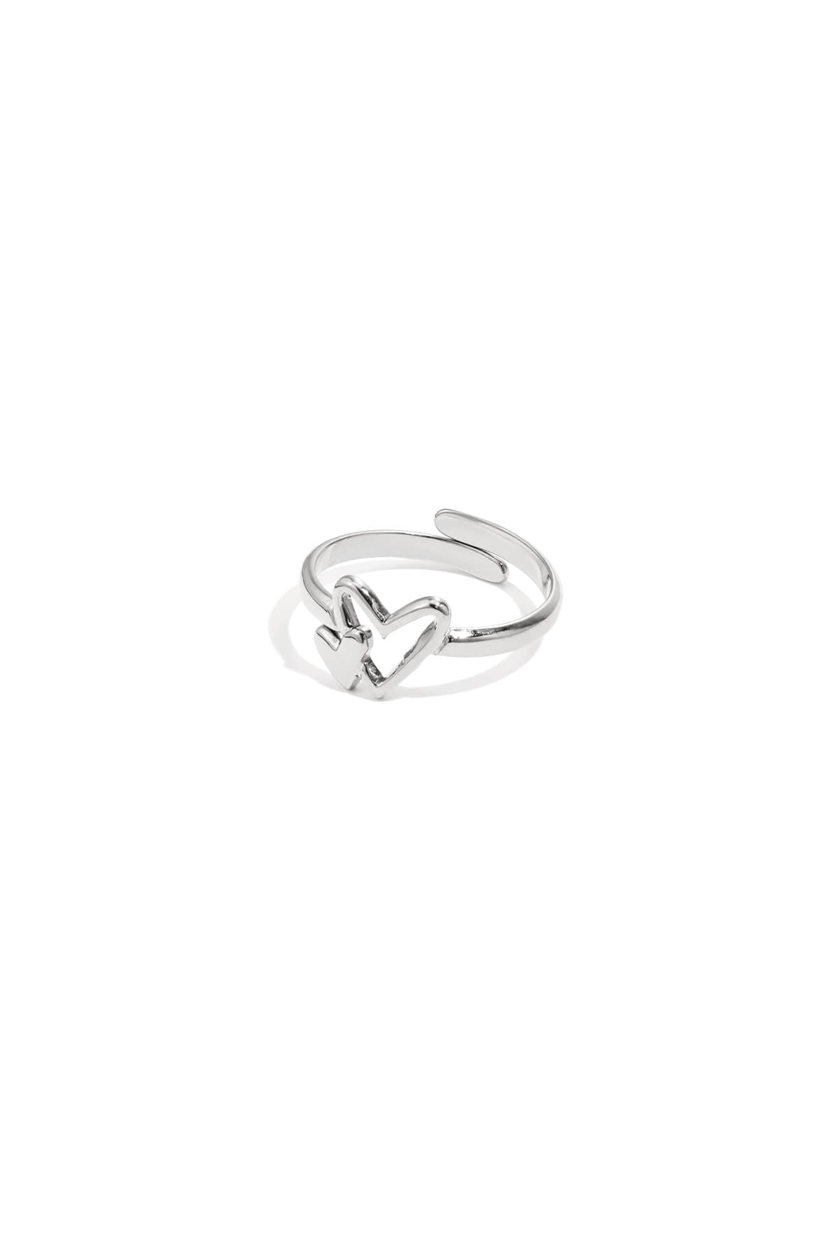 Minimalistische ring met hartjes in de kleur zilver
