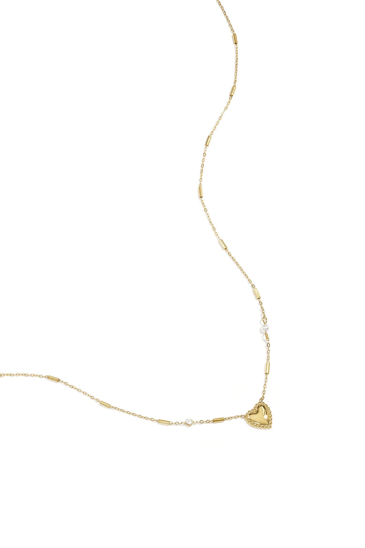 Gouden ketting met parels en statement hart